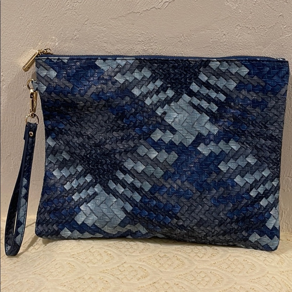 Blue large clutch purse.